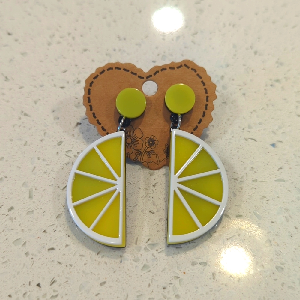 Lemon stud dangle earrings
